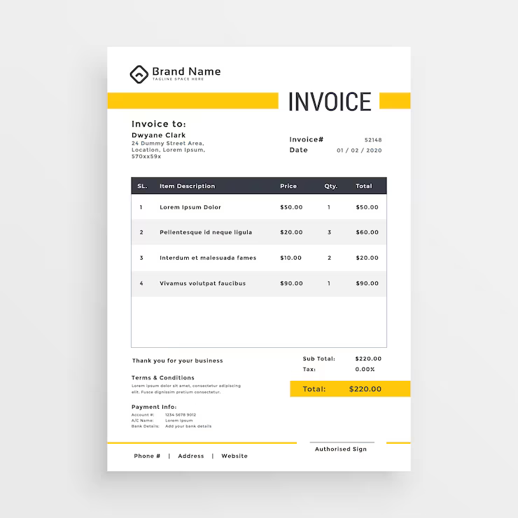 Golden Pro quotation template preview